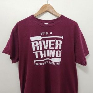 GILDAN Men's Burgundy Crew Neck Graphic Print T Shirt Size L